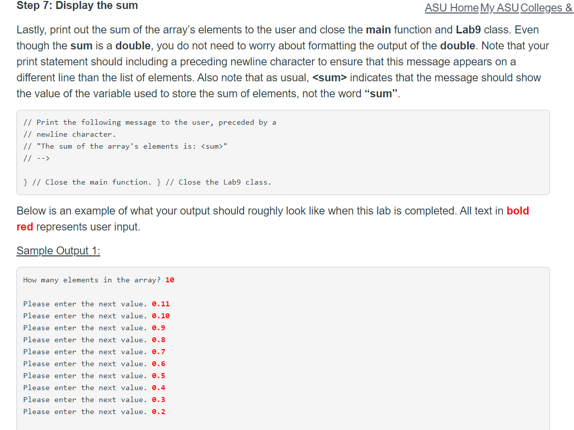 .java file named Lab9.java. This exact name is important, as the grading