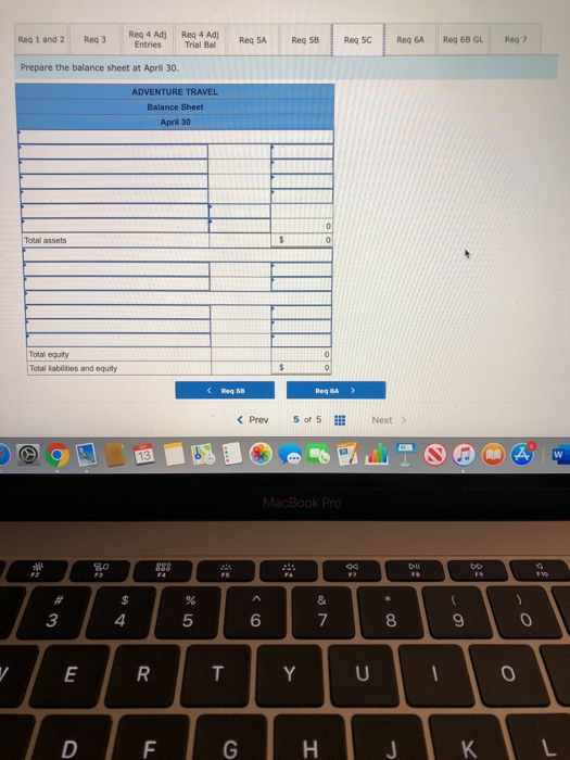 transactions occurred during the company's first month April Horn Livested 14,000 cash