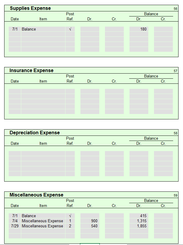 Prepaid Insurance 2,700 Office Equipment 7,500 8,350 7,200 9,000 1,750 Accounts Payable