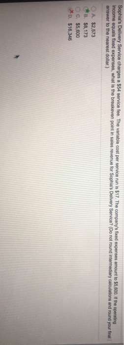  charges a $54 service fee. The variable cost per service run