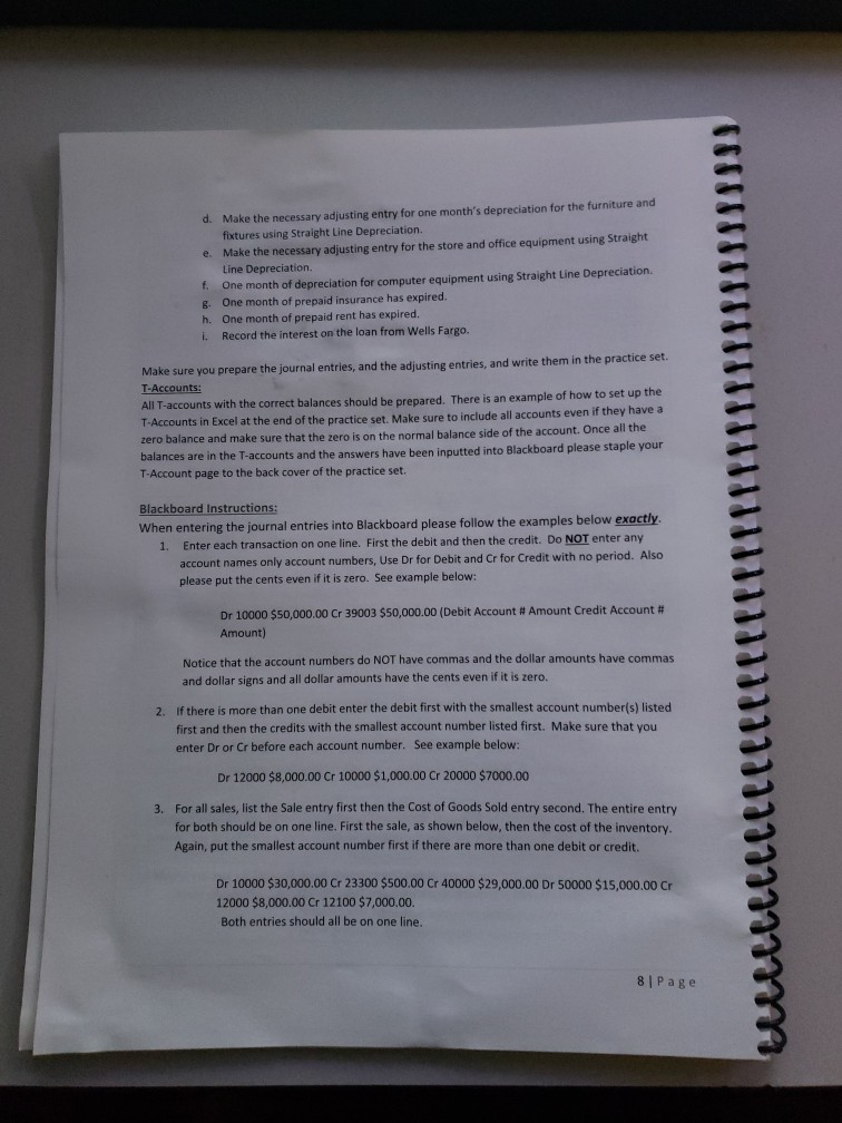 each entry and number the entries to match the number of the