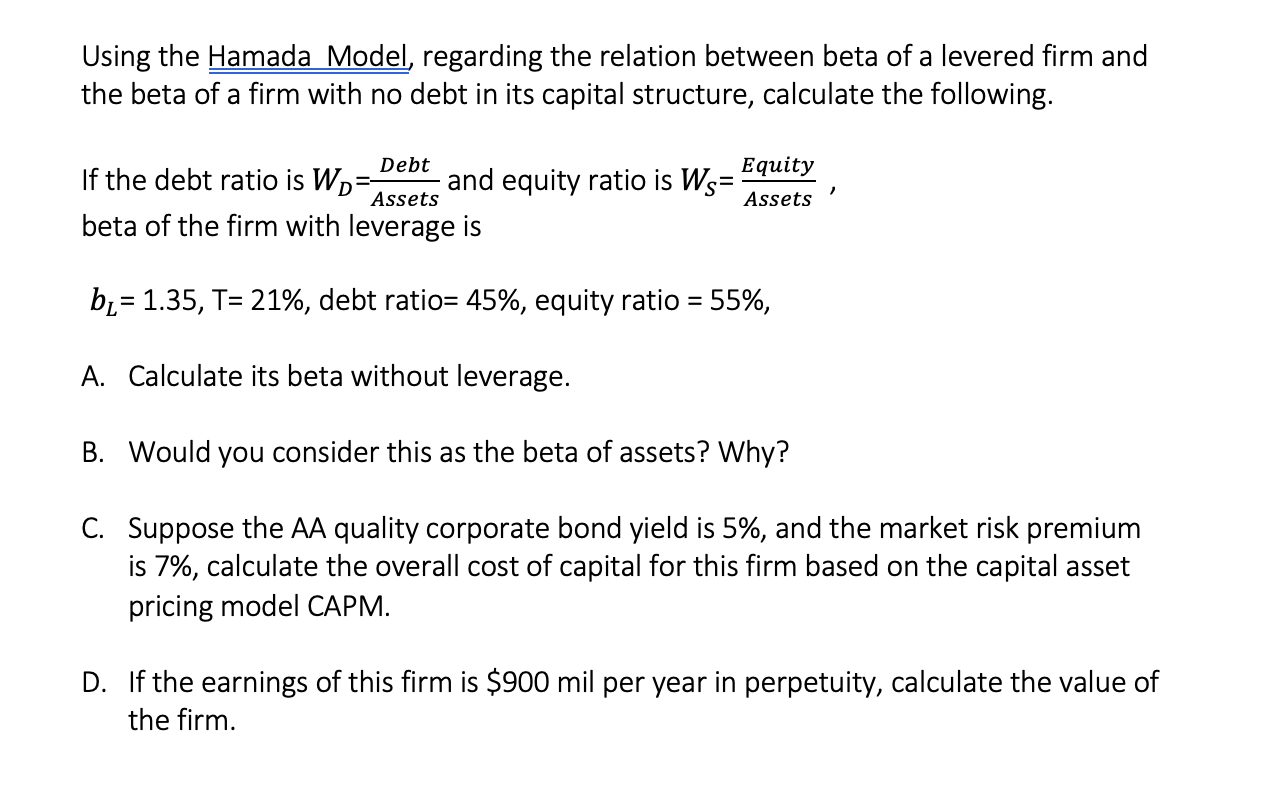  Using the Hamada Model, regarding the relation between beta of a