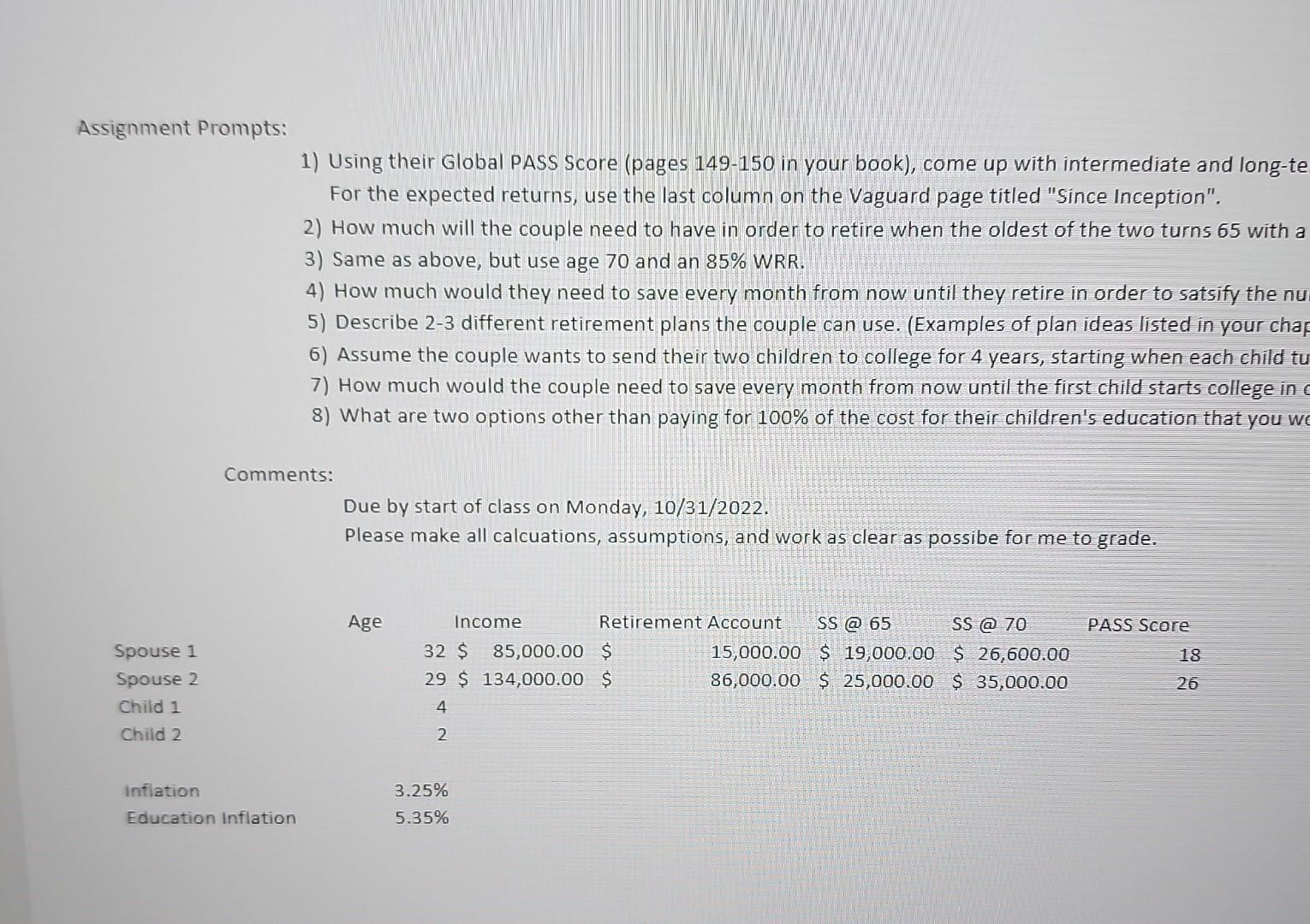  1) Using their Global PASS Score (pages 149-150 in your book),