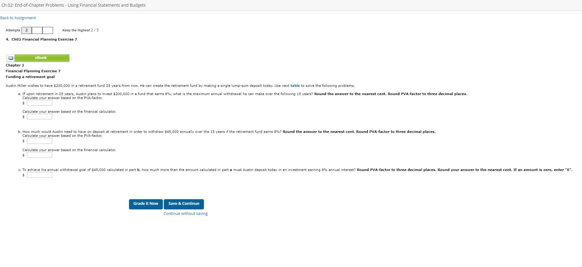 Ch 02: End-of-chapter Problems - using Financial Statements and Budgets Back to
