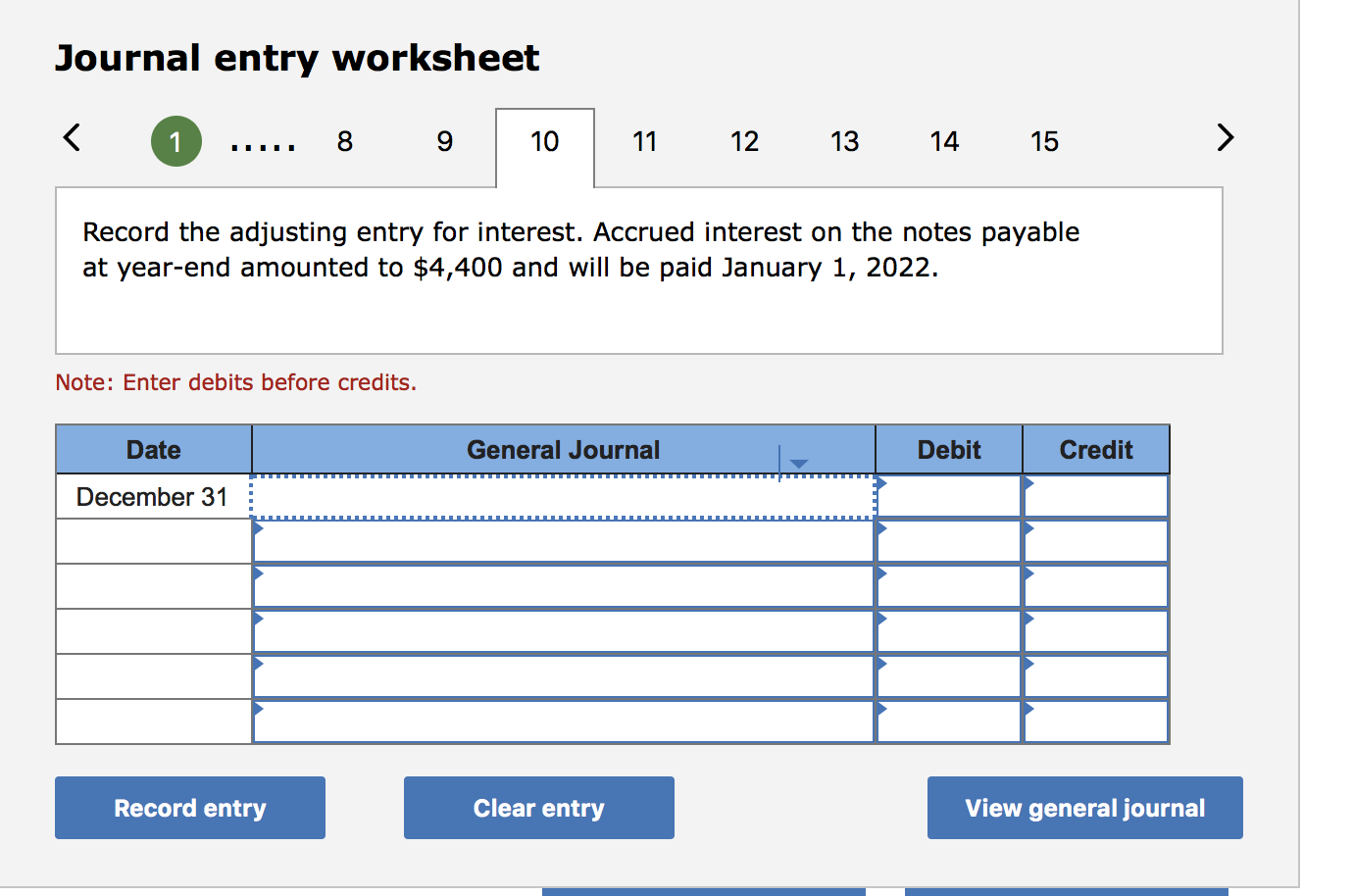 The following is a summary of the transactions for the year: 1.