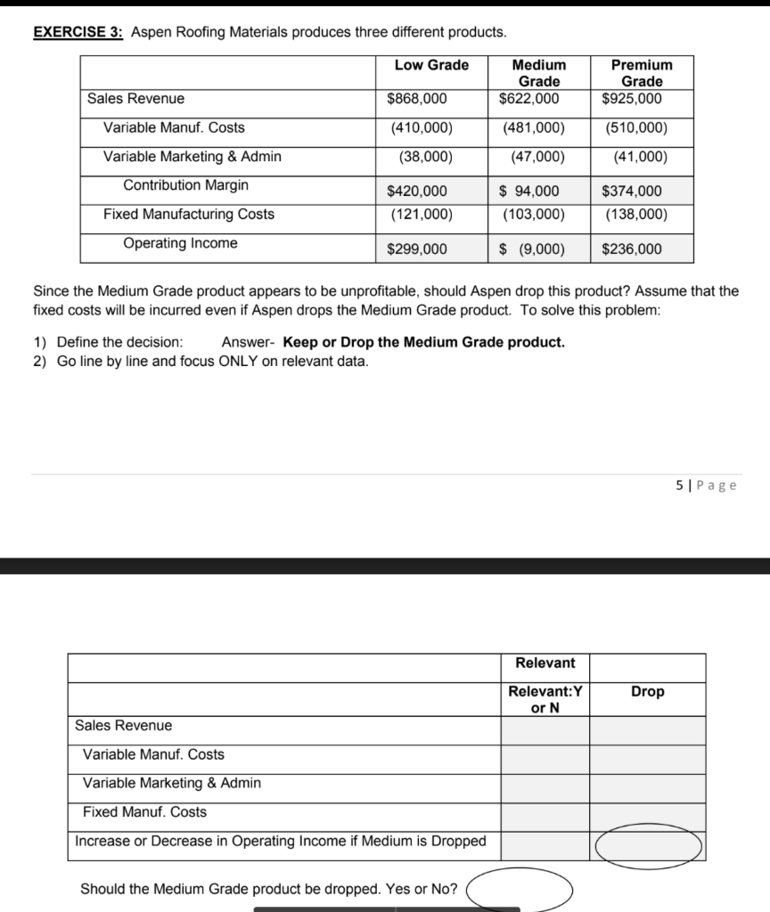 Exercise 3: What is the expected increase or decrease in Operating Income