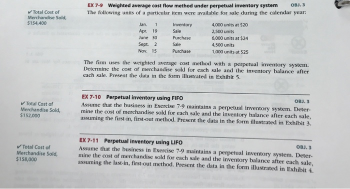  10&11 EX 7-9 Weighted average cost flow method under perpetual inventory