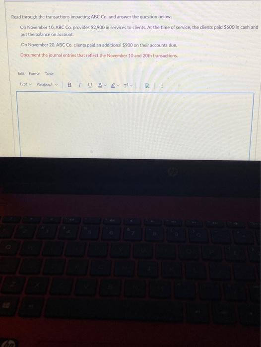  Read through the transactions impacting ABC Co. and answer the question