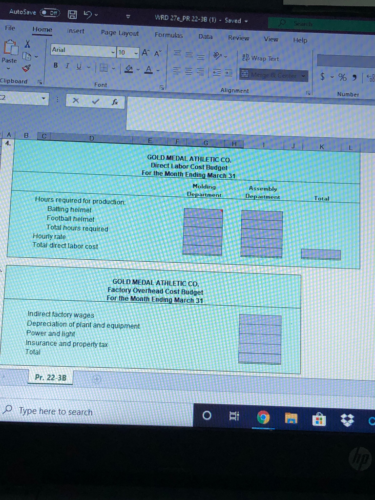 Help Numb GOLD MEDAL ATHLETIC CO. Sales Budget r-ortheMonth March 31 Unit