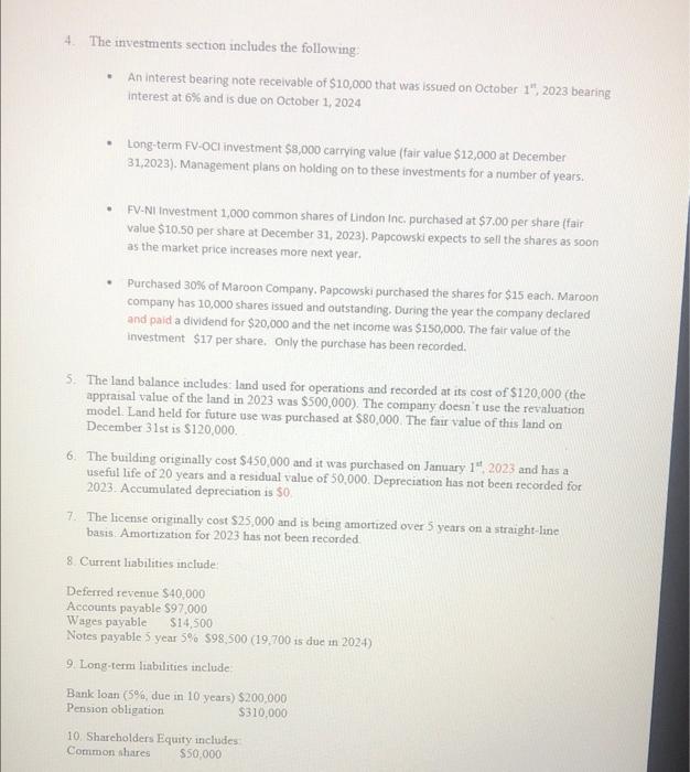 additional information is provided: 2. the allowance for doubtful accounts $9,200. 3.