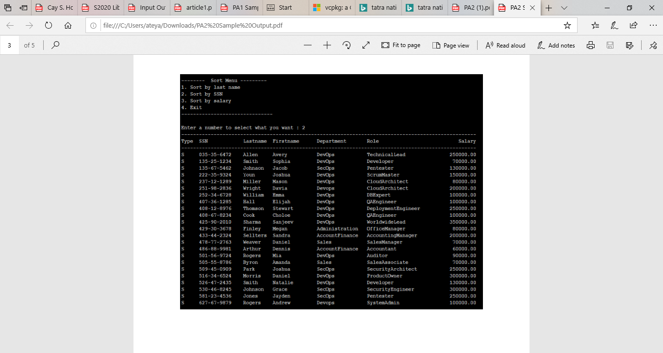 shown on the images above. Project description:This project utilizes PA1, handling employee