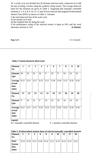 conducted on a job that containes eight elements. The observed times and