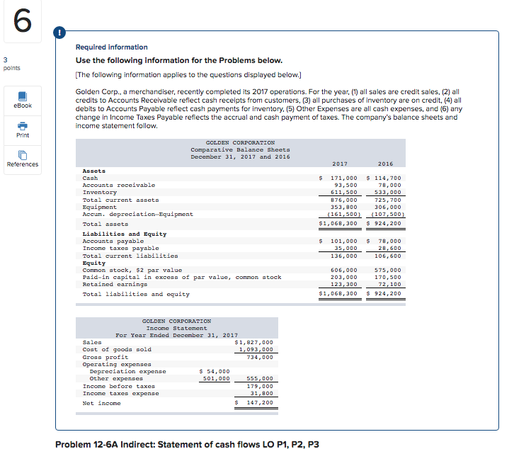 6 Required information Use the following information for the Problems below.
