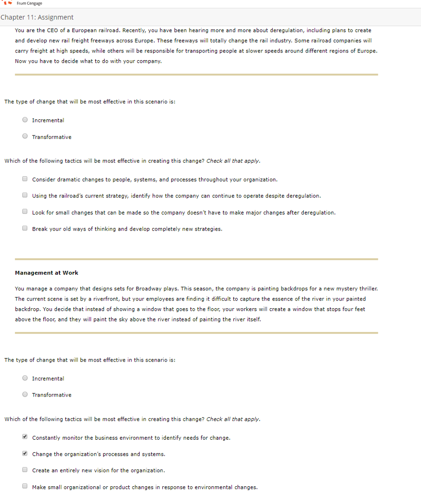 urgent From Cengape Chapter 11: Assignment You are the CEO of a