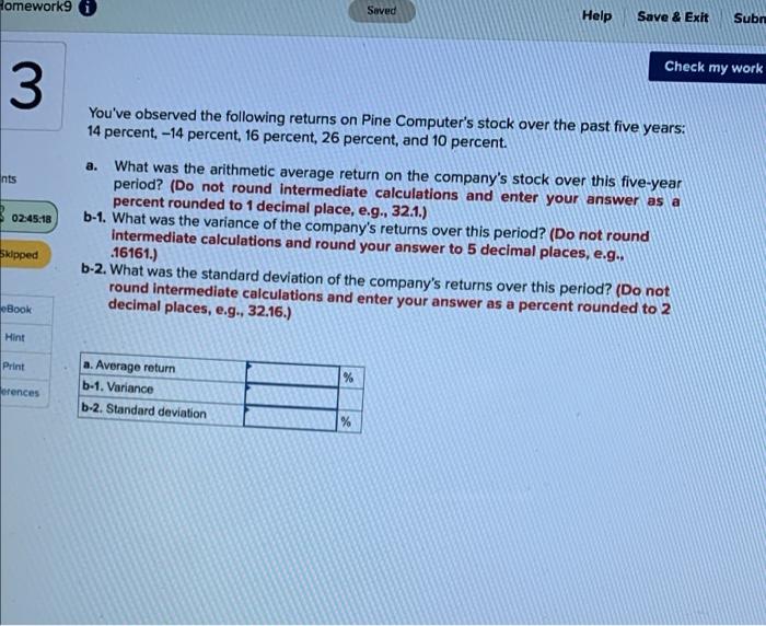  Homework9 Saved Help Save & Exit Sub Check my work 3