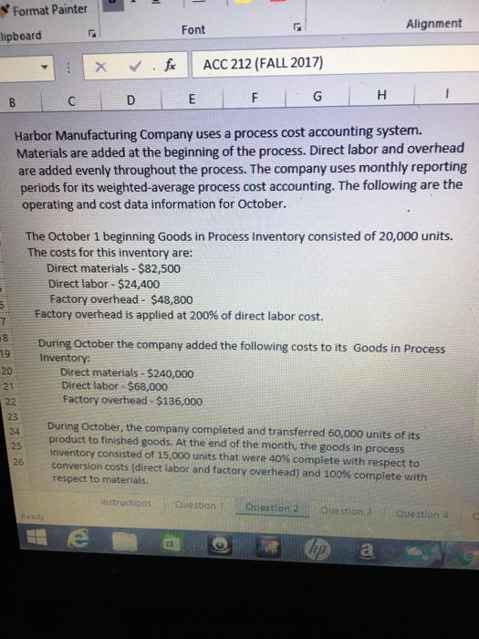  Format Painter Font Alignment lipboard | | x ACC 212 (FALL