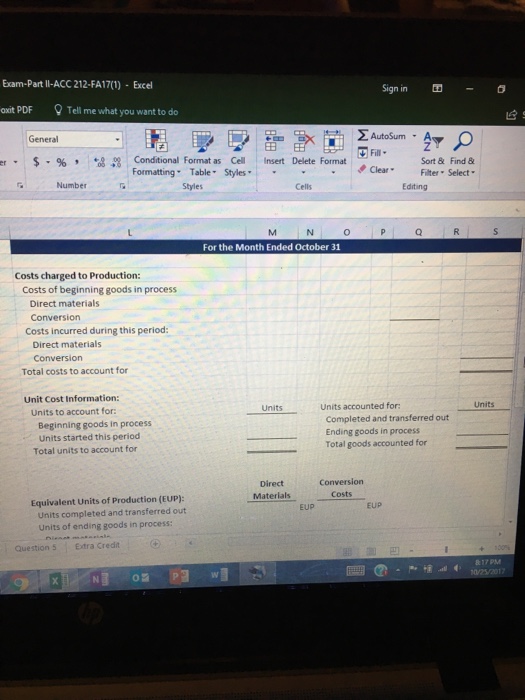 2017) , Harbor Manufacturing Company uses a process cost accounting system. Materials