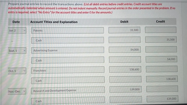 parts b and c. b) Prepare journal entries to record the 2023