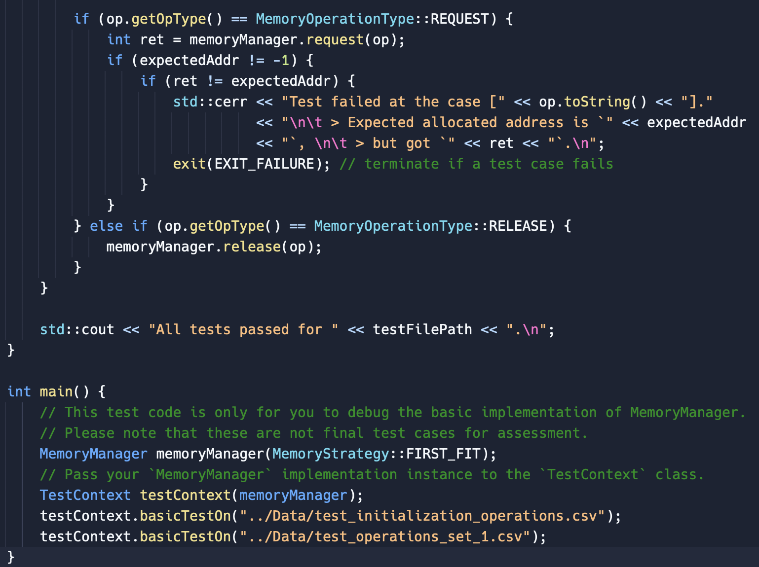 the starting address of the memory block allocated. Based on the information
