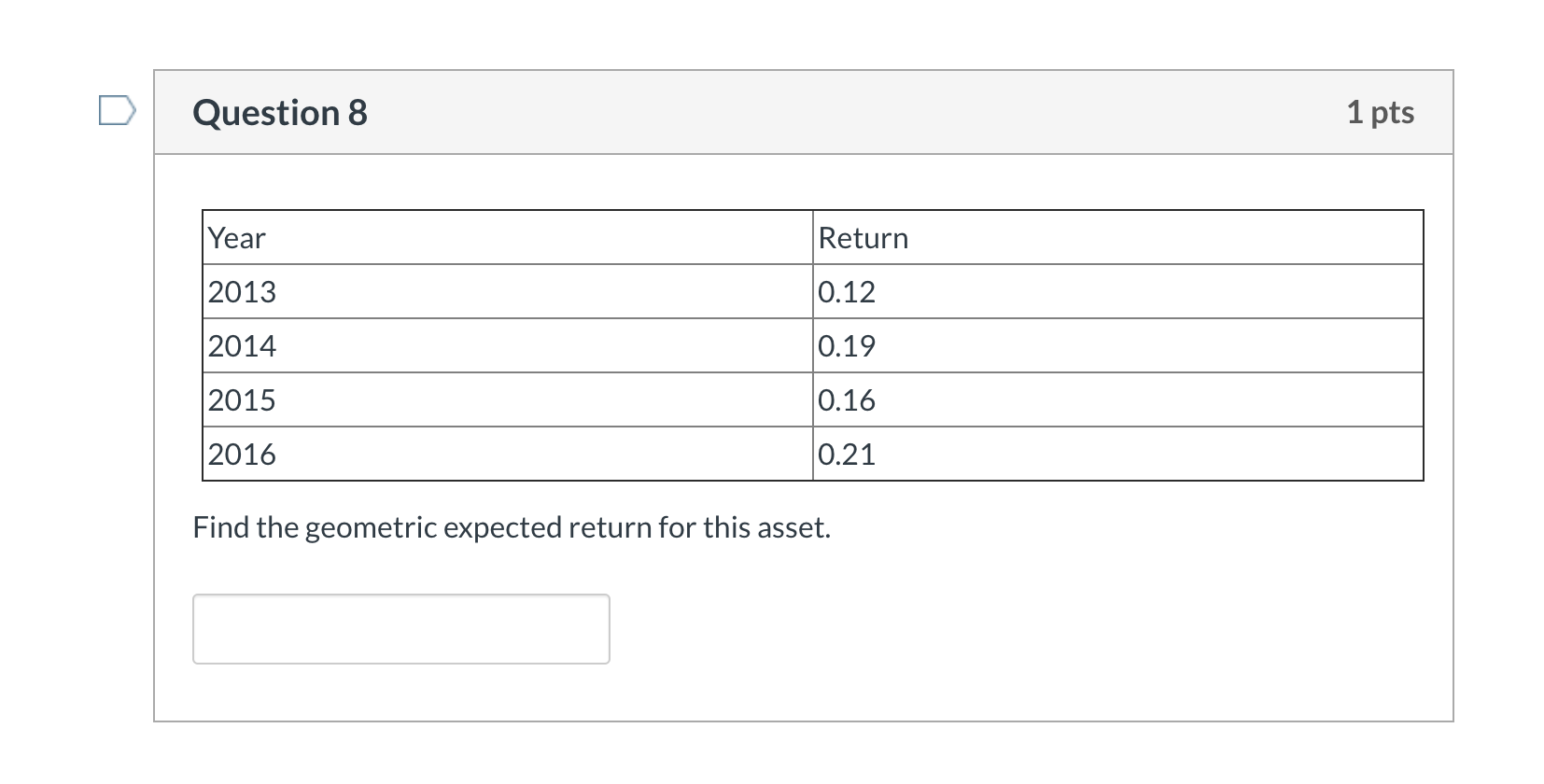 Please show work no excel Question 8 1 pts Year 2013 2014