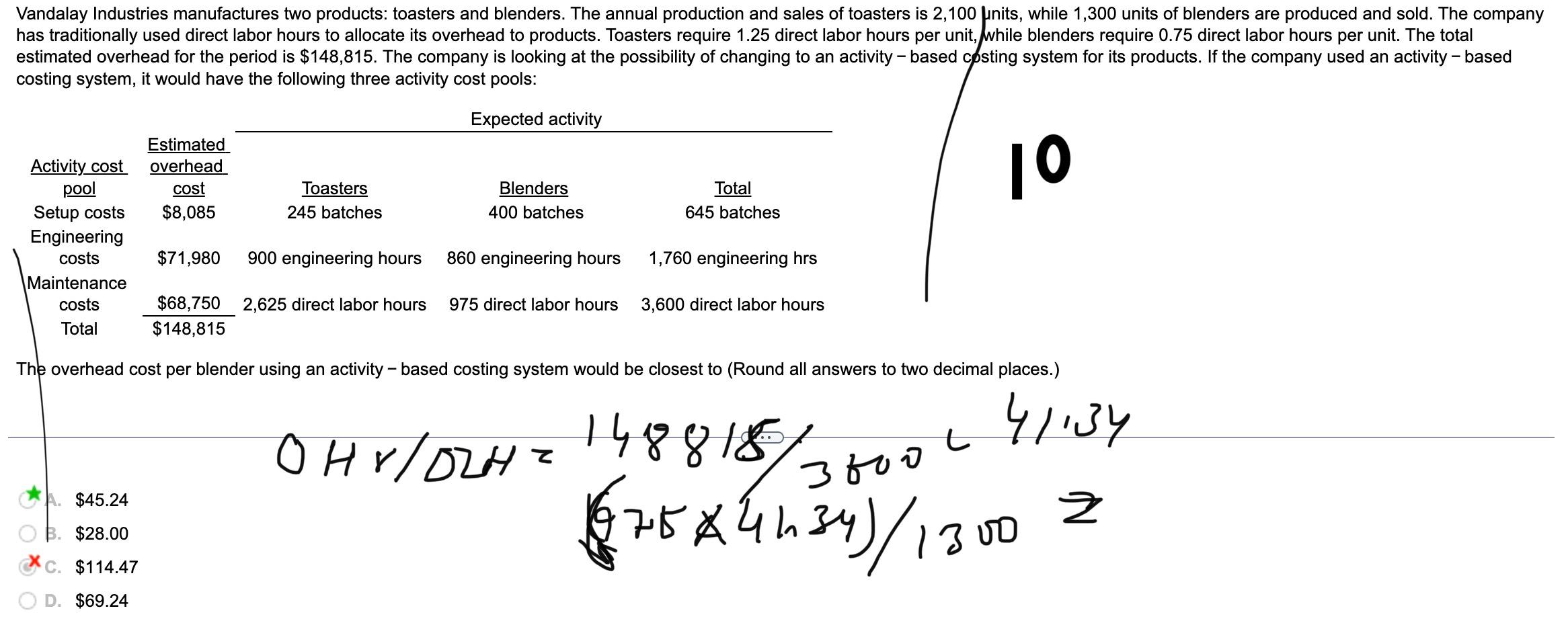 my answer give me 31.005 however the correct answer is 45.24 ,