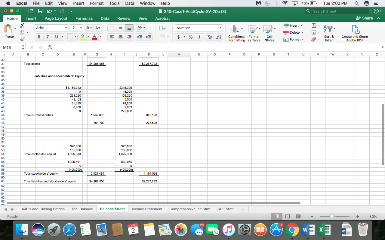 each debit and credit of the AJE s to the Trial Balance