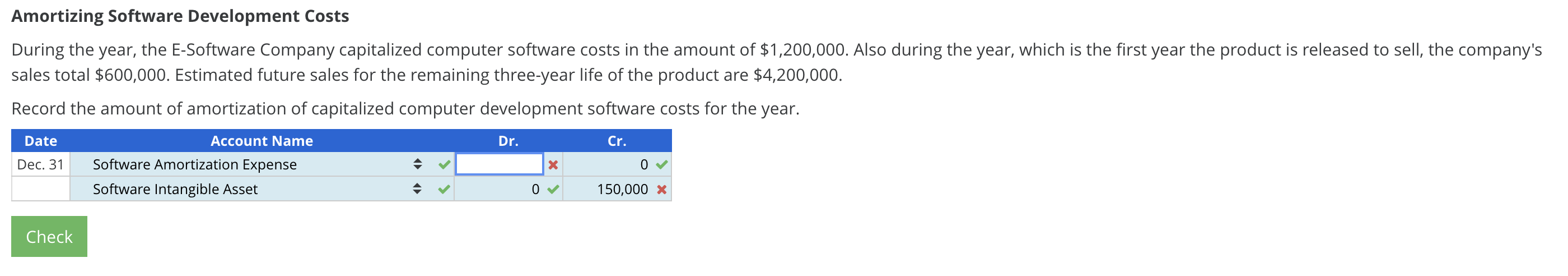 During the year, the E-Software Company capitalized computer software costs in