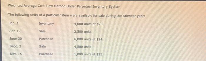  Weighted Average Cost Flow Method Under Perpetual Inventory System Weighted Average
