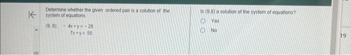  Determine whether the given ordered pair is a solution of the