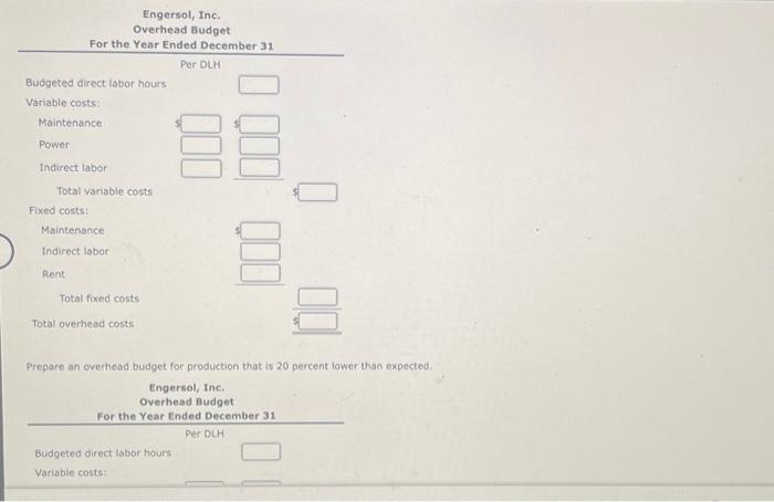 Thank you! Prepare an overheod budget for production that is 20 percent