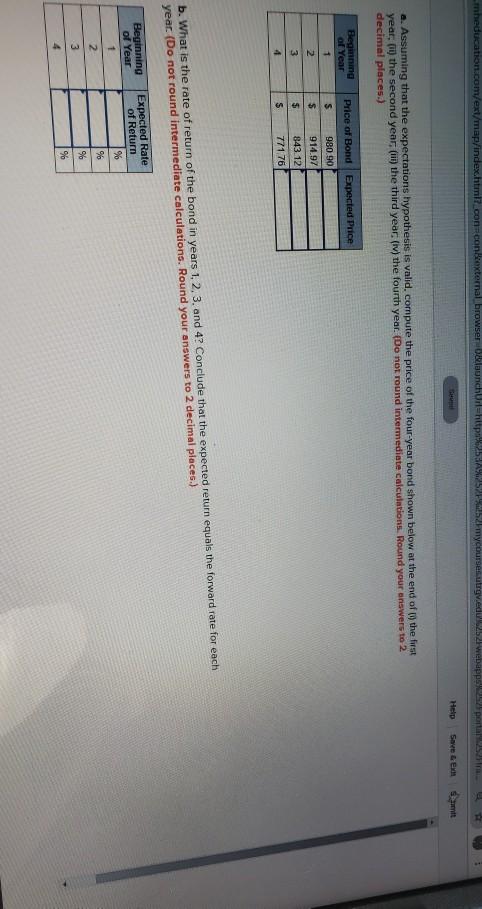 of the four-year bond shown below at the end of the first