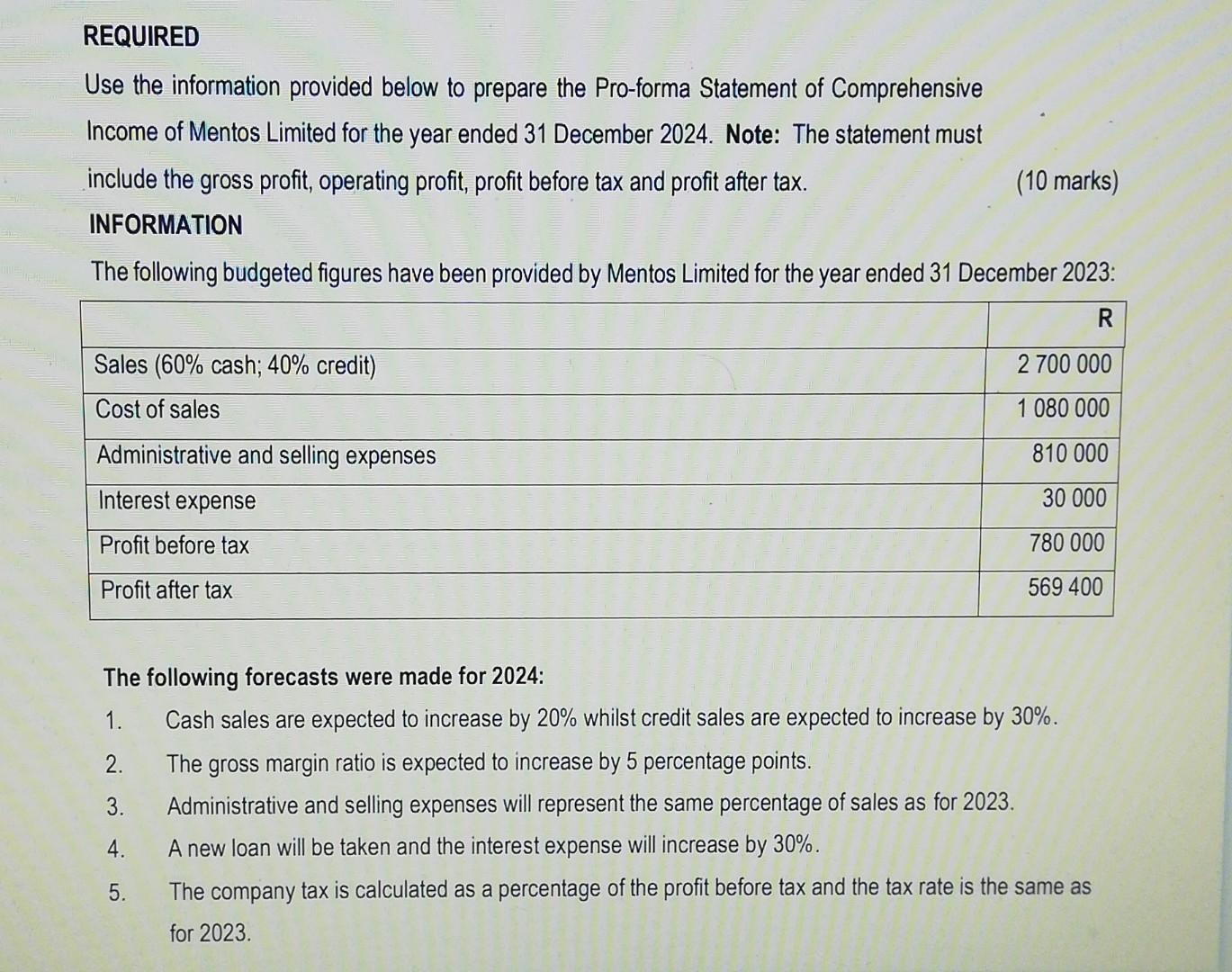  In that format Use the information provided below to prepare the