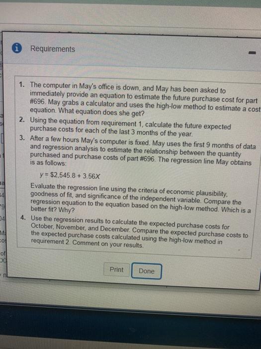  * Requirements 1. The computer in May's office is down, and