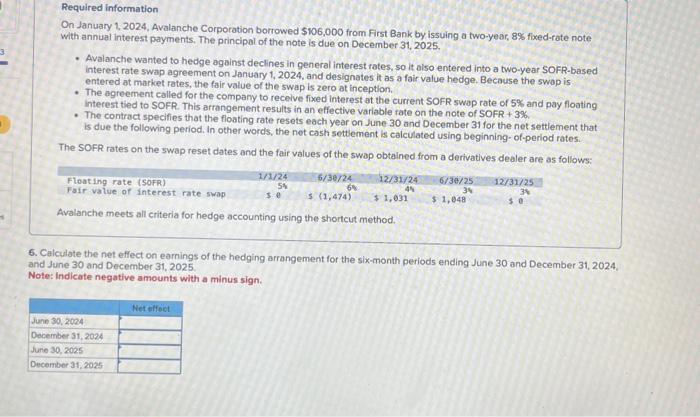 Please help step by step! Required information On January 1,2024, Avalanche Corporation