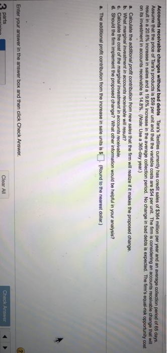  a b c d needed Accounts receivable changes without bad debts