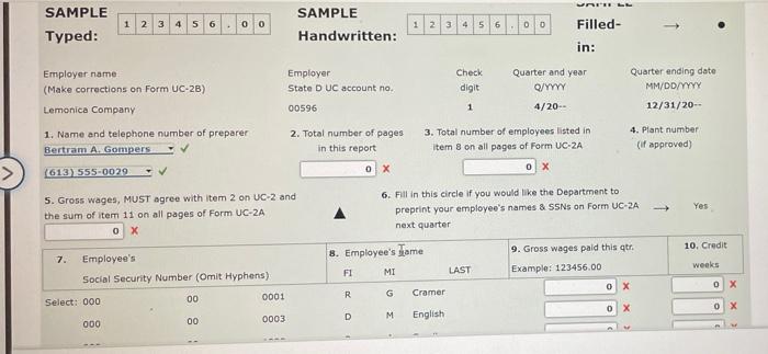 in which ther were pald to the individual employees. b. Employer's Report