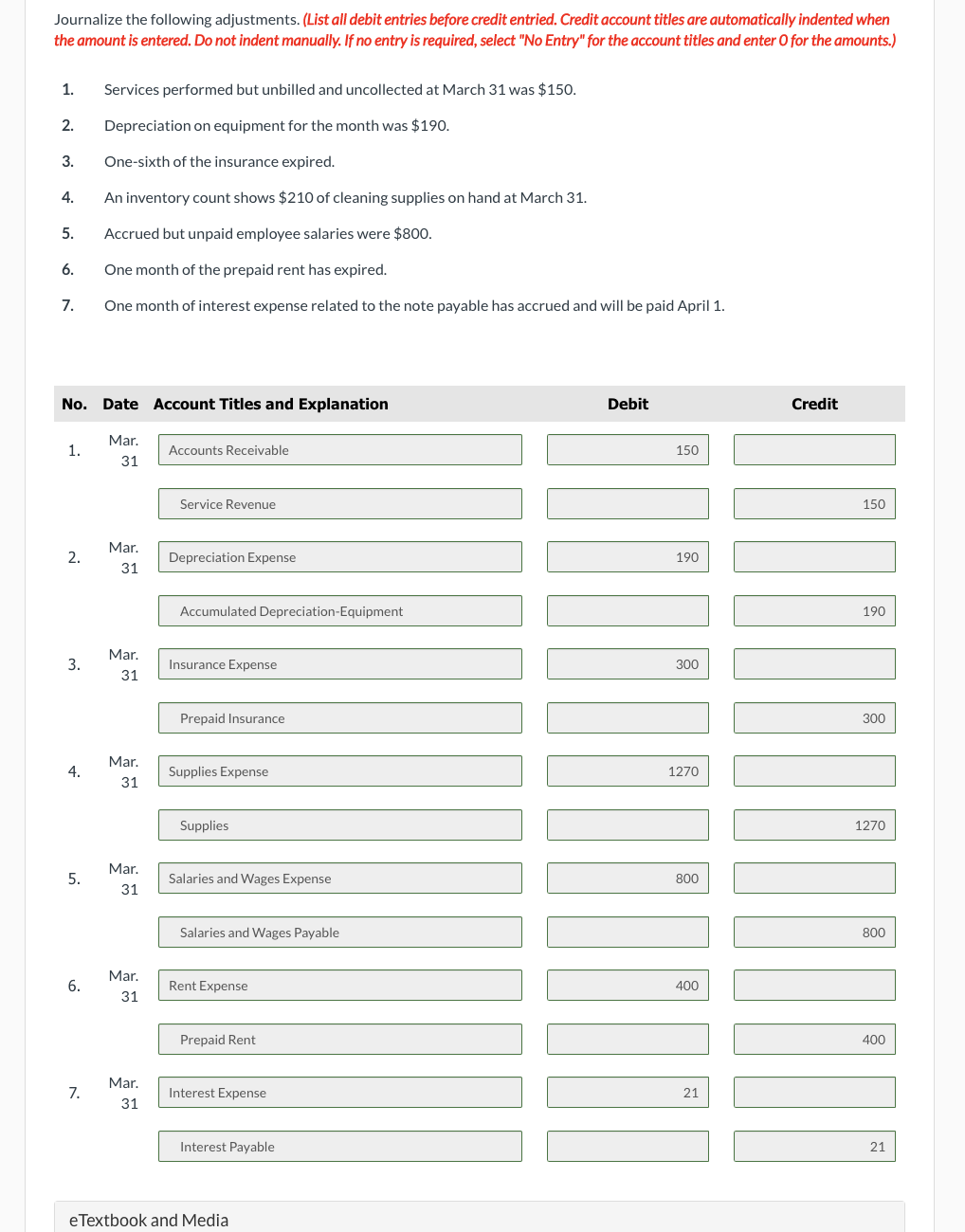 on March 1, 2025. During March, the following transactions were completed. Mar.