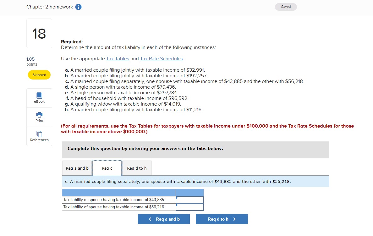 income of $87,594. (For all requirements, round your intermediate computations and final