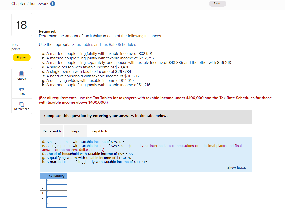 answers to 2 decimal places.) eBook Tax liability Print a b. C.