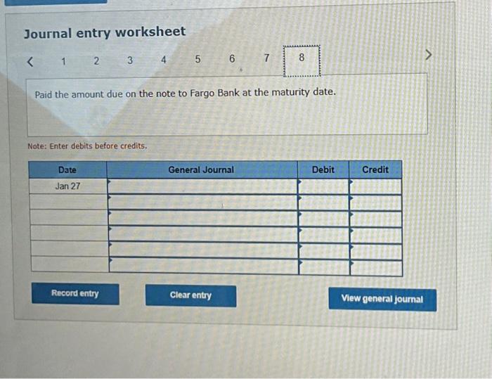 an adjusting entry for accruod interest on the note to Fargo Bank.