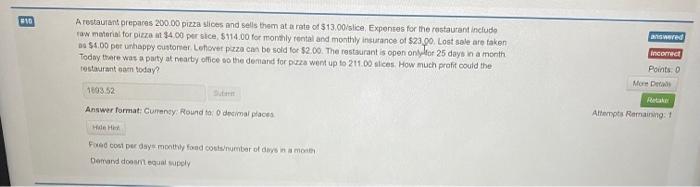 for pizza at 35.56 per slice. $177CO as monthly fontal and $5200