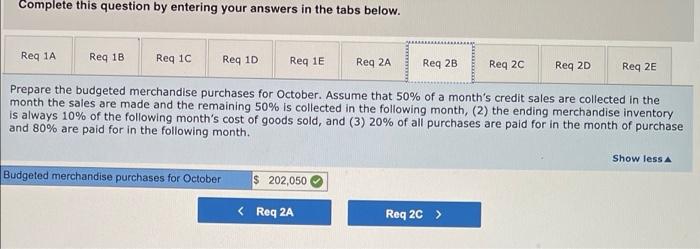 for October and has assembled the following data: 1. Sales are budgeted