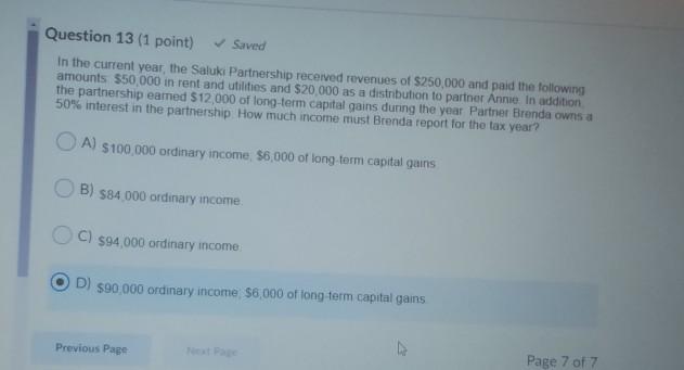 Question 13 (1 point) & Saved In the current year, the