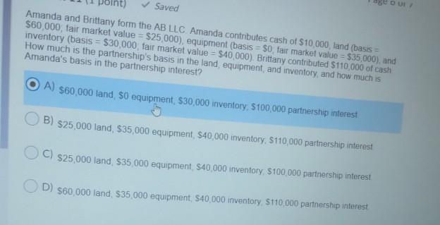 Saluki Partnership received revenues of $250,000 and paid the following amounts $50.000
