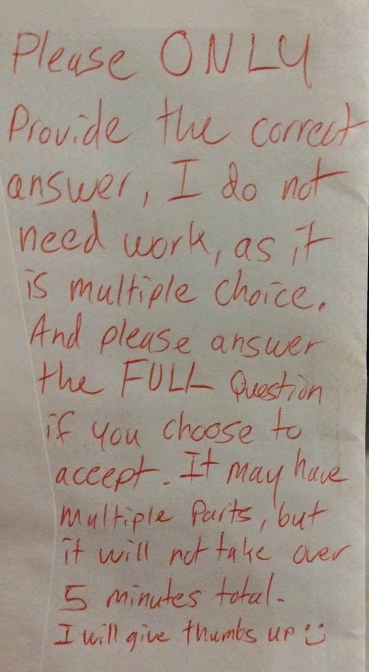 Please ONLY Provide the correct answer, I do not need work,