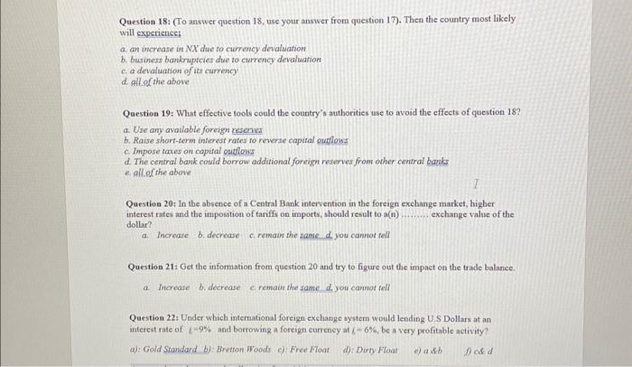  Question 18: (To answer question 18, use your answer from question