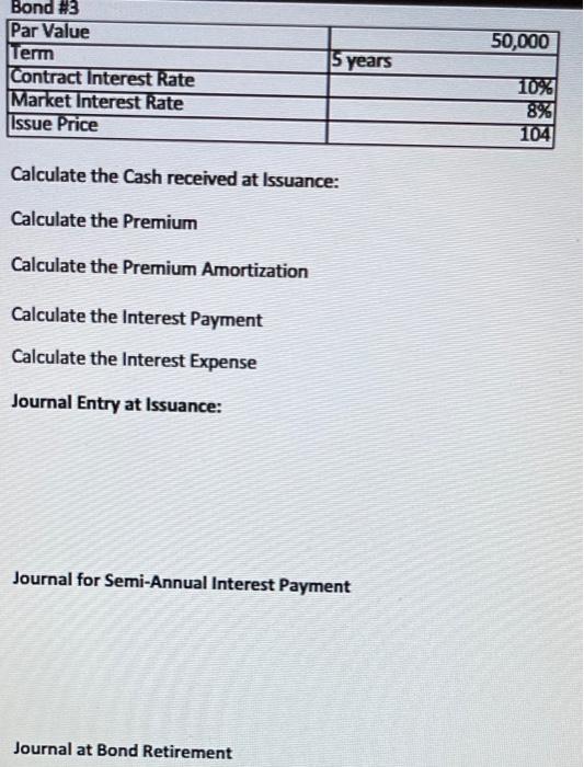 Expesne on a premium bond 8,000 M12 In Class Worksheet Bond #1