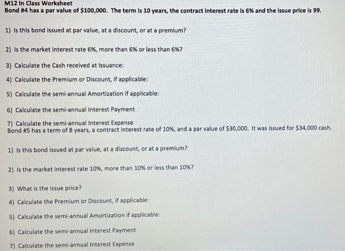 Par Value Term Contract Interest Rate Market Interest Rate Issue Price 3