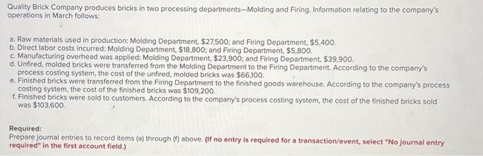 recent month for the first department follow: The beginning work in process