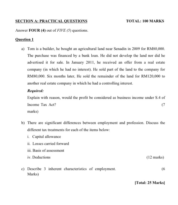  these are the formulas SECTION A: PRACTICAL QUESTIONS TOTAL: 100 MARKS